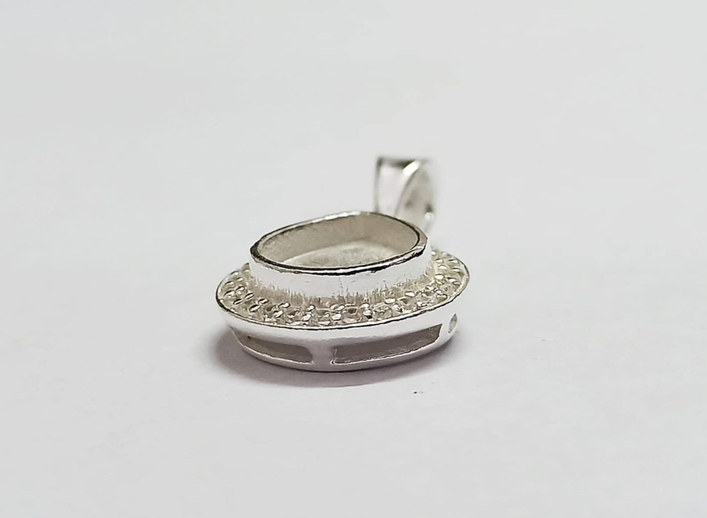 Pear Shape 8x10mm Blank Bezel Pendant Surrounded with CZ, 925 Sterling Silver Pendant, Good for Resin & Ashes Work, Keepsake Jewellery Craft