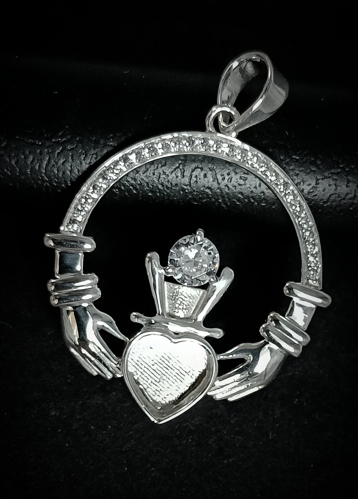 925 Sterling Silver, Iris Celtic Claddagh Pendant, Heart 5mm Blank Bezel Setting, Good for Pour Resin & Ashes Work, Breastmilk/Keepsake DIY