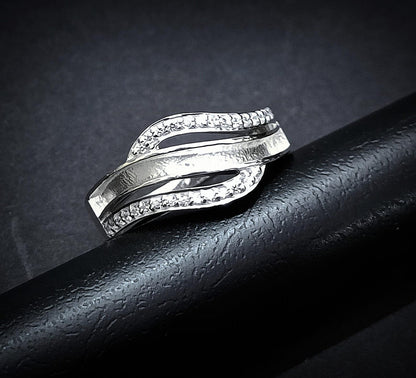 925 Sterling Solid Silver Designer Blank Channel Ring with zircon, Good for Resin & Ashes Work. All color zircon available.