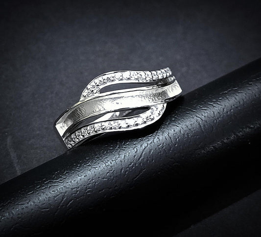 925 Sterling Solid Silver Designer Blank Channel Ring with zircon, Good for Resin & Ashes Work. All color zircon available.