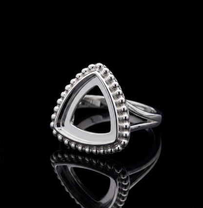 925 Sterling Silver 4mm to 25mm Trillion Blank Bezel Designer Ring DIY Settings Breastmilk/Keepsake, Good for Resin & Ashes Work, Handmade Memorial Ring