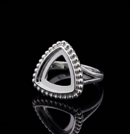 925 Sterling Silver 4mm to 25mm Trillion Blank Bezel Designer Ring DIY Settings Breastmilk/Keepsake, Good for Resin & Ashes Work, Handmade Memorial Ring