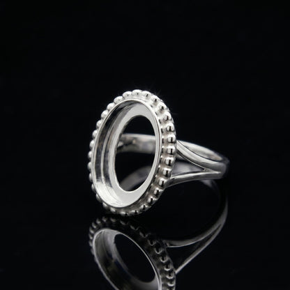 925 Sterling Silver 6x4mm to 20x15mm Oval Blank Bezel Designer Ring DIY Crafts Settings Breastmilk/Keepsake, Good for Resin & Ashes Work, Handmade Memorial Ring