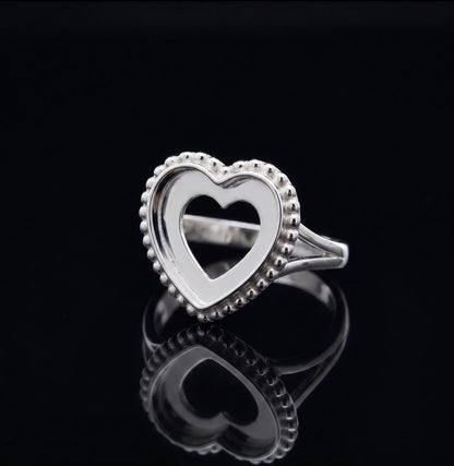 925 Sterling Silver 4mm to 25mm Heart Blank Bezel Designer Ring DIY Settings Breastmilk/Keepsake, Good for Resin & Ashes Work, Handmade Memorial Ring