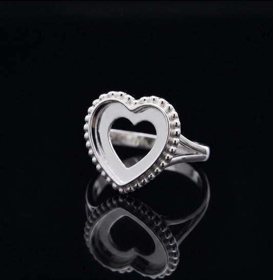 925 Sterling Silver 4mm to 25mm Heart Blank Bezel Designer Ring DIY Settings Breastmilk/Keepsake, Good for Resin & Ashes Work, Handmade Memorial Ring