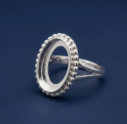 925 Sterling Silver 6x4mm to 20x15mm Oval Blank Bezel Designer Ring DIY Crafts Settings Breastmilk/Keepsake, Good for Resin & Ashes Work, Handmade Memorial Ring