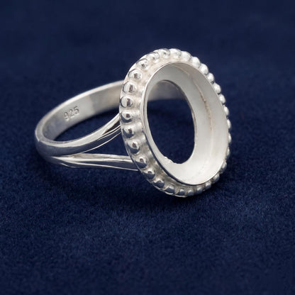 925 Sterling Silver 6x4mm to 20x15mm Oval Blank Bezel Designer Ring DIY Crafts Settings Breastmilk/Keepsake, Good for Resin & Ashes Work, Handmade Memorial Ring