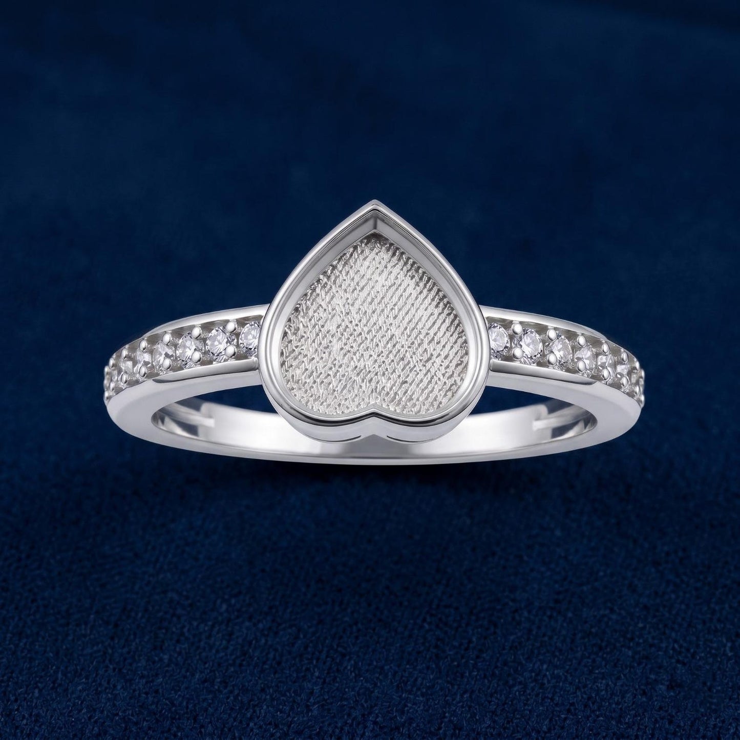 925 Sterling Silver 8mm Heart Shape Blank Bezel Ring With CZ Setting, Good For Resin Ashes Work, Keepsake Breastmilk Ring for Making Jewelry