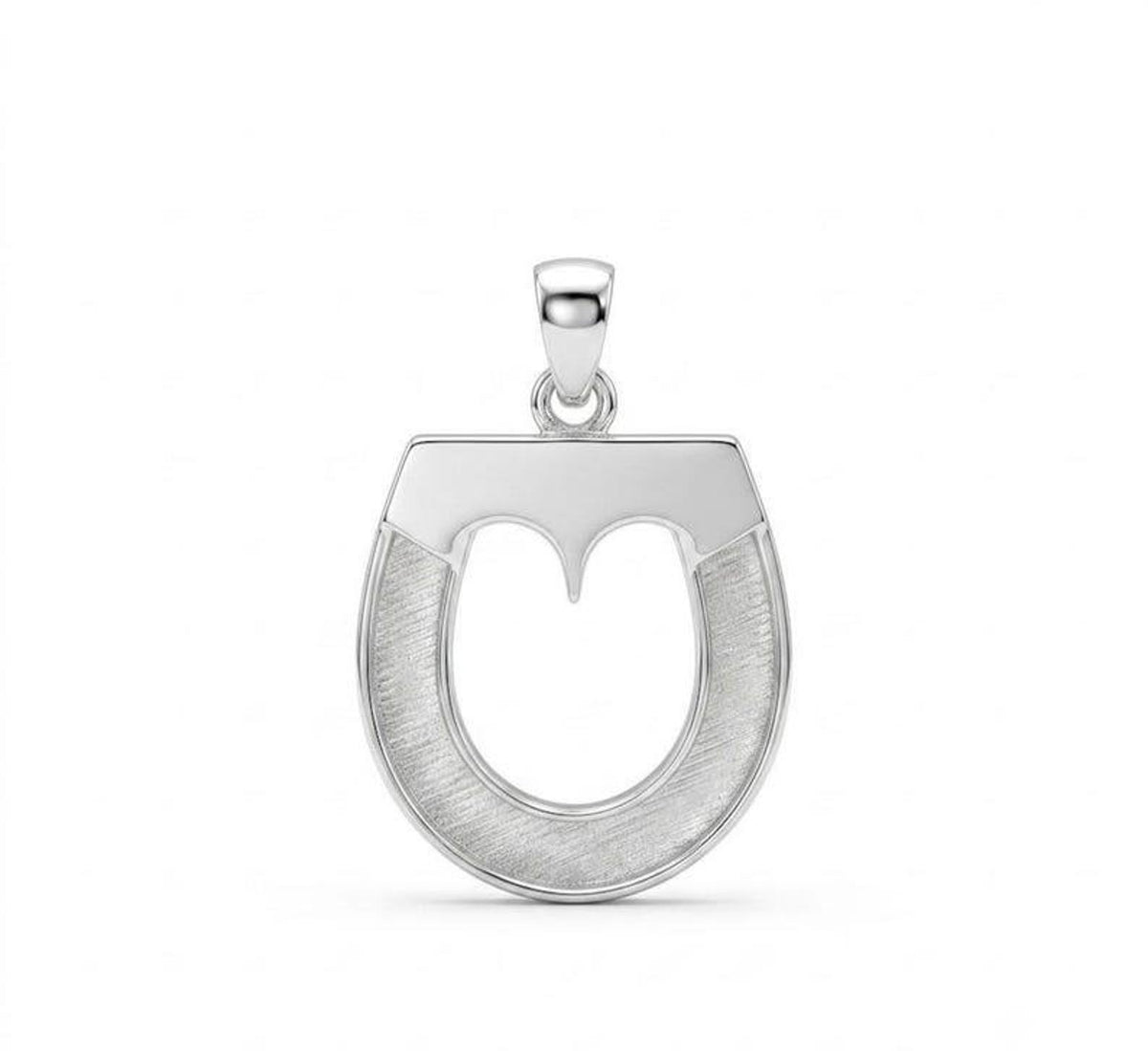 925 Sterling Solid Silver, Horseshoe Pendant, Blank Bezel Setting For Pour Resin Ashes Work, Snaffle Bit Horse Hair Keepsake Milk DIY Crafts