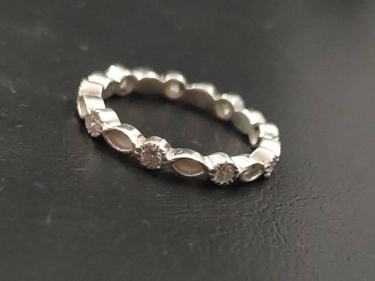925 Sterling Solid Silver Marquise Blank Bezel with CZ Setted Ring, Good for Resin & Ashes Work. Any colour zircon available