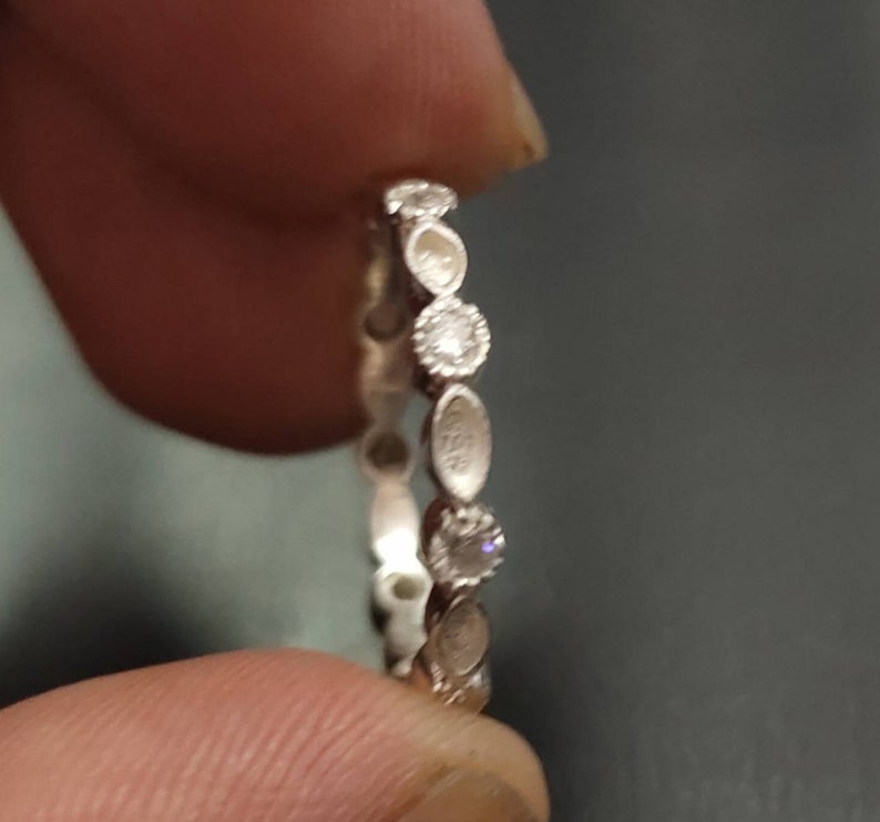 925 Sterling Solid Silver Marquise Blank Bezel with CZ Setted Ring, Good for Resin & Ashes Work. Any colour zircon available