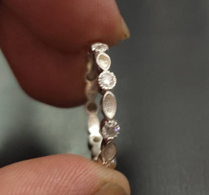 925 Sterling Solid Silver Marquise Blank Bezel with CZ Setted Ring, Good for Resin & Ashes Work. Any colour zircon available