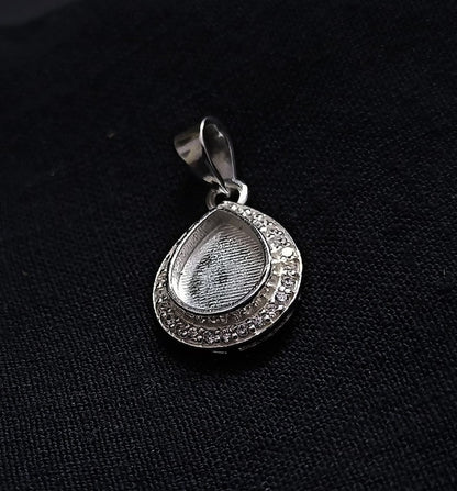 Pear Shape 8x10mm Blank Bezel Pendant Surrounded with CZ, 925 Sterling Silver Pendant, Good for Resin & Ashes Work, Keepsake Jewellery Craft