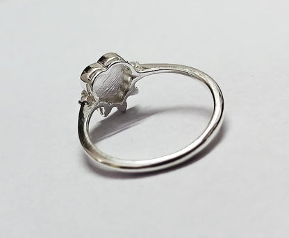 925 Sterling Solid Silver 6mm Heart Blank Bezel with CZ Setted Ring, Good for Resin & Ashes Work. Any Color Zircon Available