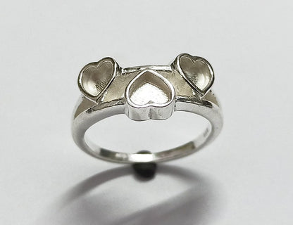 3 Heart Shape 2mm deep Plain Bezel ring,Good for GemStone Setting & Resin Work,925 Sterling Silver Ring
