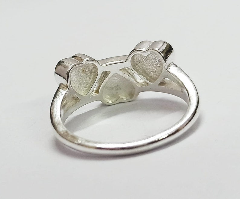 3 Heart Shape 2mm deep Plain Bezel ring,Good for GemStone Setting & Resin Work,925 Sterling Silver Ring
