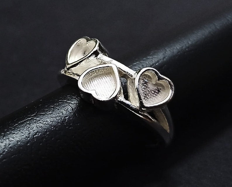 3 Heart Shape 2mm deep Plain Bezel ring,Good for GemStone Setting & Resin Work,925 Sterling Silver Ring