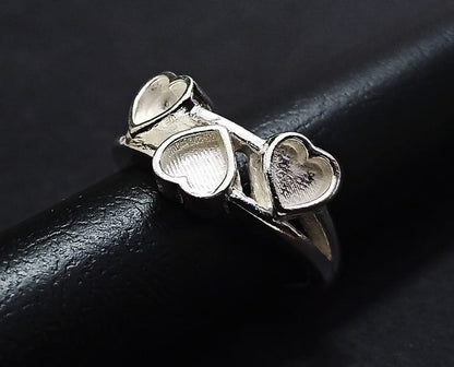 3 Heart Shape 2mm deep Plain Bezel ring,Good for GemStone Setting & Resin Work,925 Sterling Silver Ring