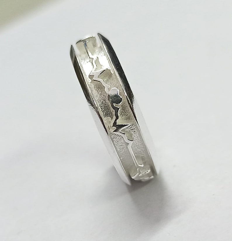 925 Sterling Solid Silver the life line Ring. Good for Resin & Ashes work.