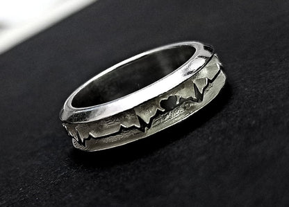 925 Sterling Solid Silver the life line Ring. Good for Resin & Ashes work.