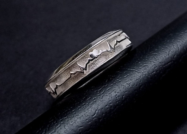 925 Sterling Solid Silver the life line Ring. Good for Resin & Ashes work.