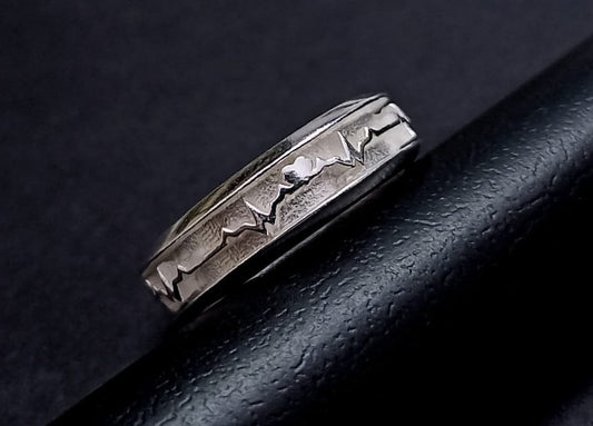 925 Sterling Solid Silver the life line Ring. Good for Resin & Ashes work.