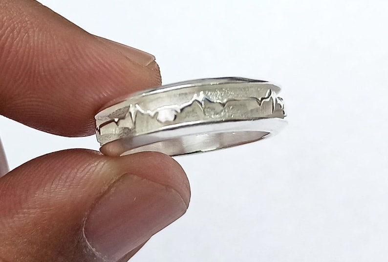 925 Sterling Solid Silver the life line Ring. Good for Resin & Ashes work.