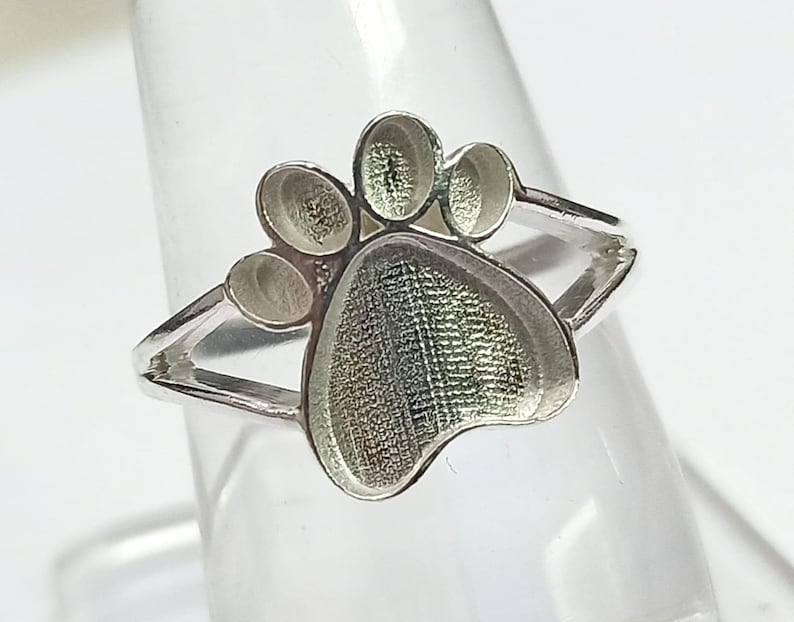 925 Sterling Solid Silver 13mm Total Paw Blank Bezel Ring, Good for Resin & Ashes Work.