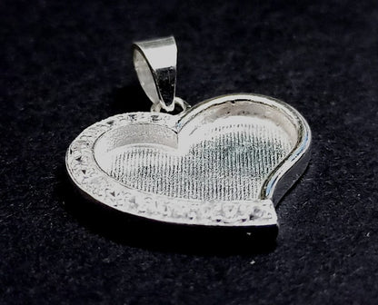 Heart Shape Blank Bezel Pendant with Zircon Setted, 925 Sterling Silver Pendant, Good for Crushed Opal, Resin & Ashes Work, Keepsake Jewelry