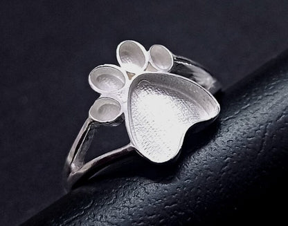 925 Sterling Solid Silver 13mm Total Paw Blank Bezel Ring, Good for Resin & Ashes Work.