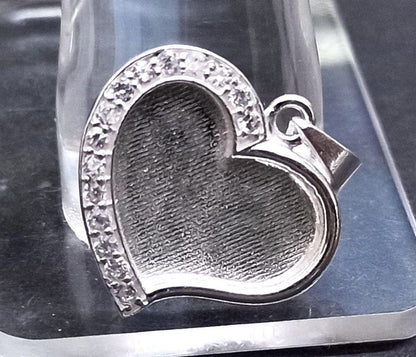 Heart Shape Blank Bezel Pendant with Zircon Setted, 925 Sterling Silver Pendant, Good for Crushed Opal, Resin & Ashes Work, Keepsake Jewelry