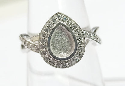 5x7mm Pear Shape Blank Bezel Ring with Zircon,925 Sterling Silver Rings, Good for Resin & Ashes Work. Any Color Zircon Available