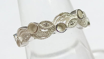 925 Sterling Solid Silver tiny Marquise with 2.5mm Round Blank Bezel Zircon Ring, Good for Resin & Ashes Work. Any Color Zircon Available