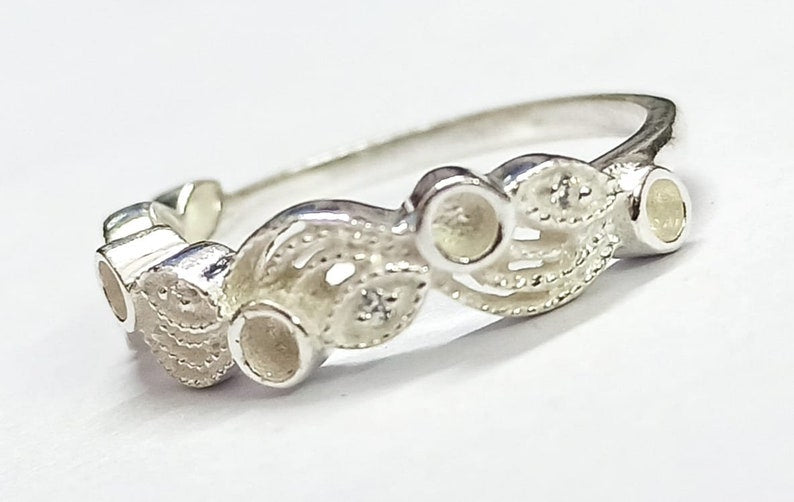 925 Sterling Solid Silver tiny Marquise with 2.5mm Round Blank Bezel Zircon Ring, Good for Resin & Ashes Work. Any Color Zircon Available