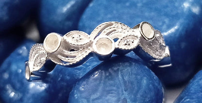 925 Sterling Solid Silver tiny Marquise with 2.5mm Round Blank Bezel Zircon Ring, Good for Resin & Ashes Work. Any Color Zircon Available