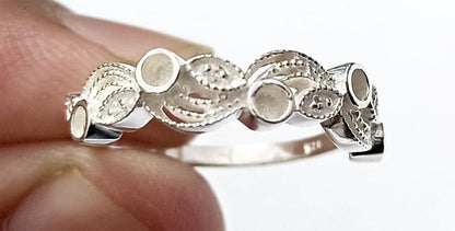 925 Sterling Solid Silver tiny Marquise with 2.5mm Round Blank Bezel Zircon Ring, Good for Resin & Ashes Work. Any Color Zircon Available
