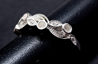 925 Sterling Solid Silver tiny Marquise with 2.5mm Round Blank Bezel Zircon Ring, Good for Resin & Ashes Work. Any Color Zircon Available