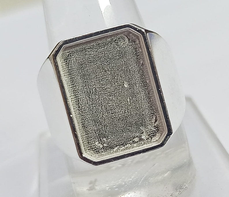 13x18 mm Rectangle Shape Blank Bezel 925 Sterling Silver Ring, Good for Resin & Ashes Work, Silver Men Rings