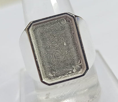 13x18 mm Rectangle Shape Blank Bezel 925 Sterling Silver Ring, Good for Resin & Ashes Work, Silver Men Rings