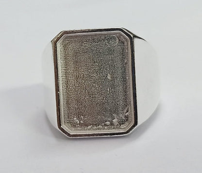 13x18 mm Rectangle Shape Blank Bezel 925 Sterling Silver Ring, Good for Resin & Ashes Work, Silver Men Rings