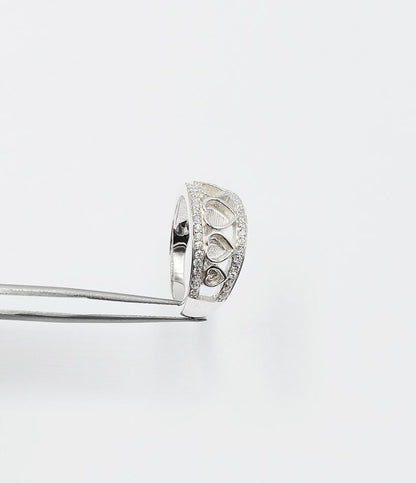 925 Sterling Solid Silver 5mm + 4mm + 3mm Heart Shape Ring with zircon, Good for Resin work, All color zircon available.