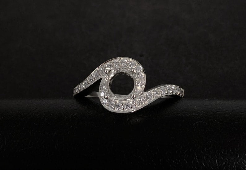 925 Sterling Solid Silver 6mm Round Shape Prong open back bezel Ring with zircon, Good for Resin Work. All color zircon available.