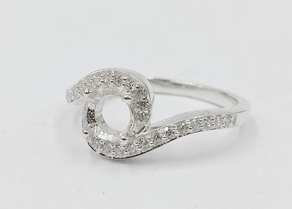 925 Sterling Solid Silver 6mm Round Shape Prong open back bezel Ring with zircon, Good for Resin Work. All color zircon available.