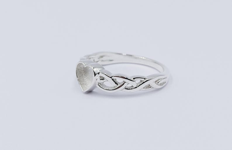 925 Sterling Solid Silver 6mm Heart Ring with Blank Bezel, Good for Resin Work.
