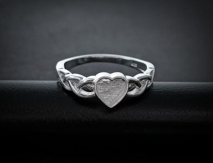 925 Sterling Solid Silver 6mm Heart Ring with Blank Bezel, Good for Resin Work.