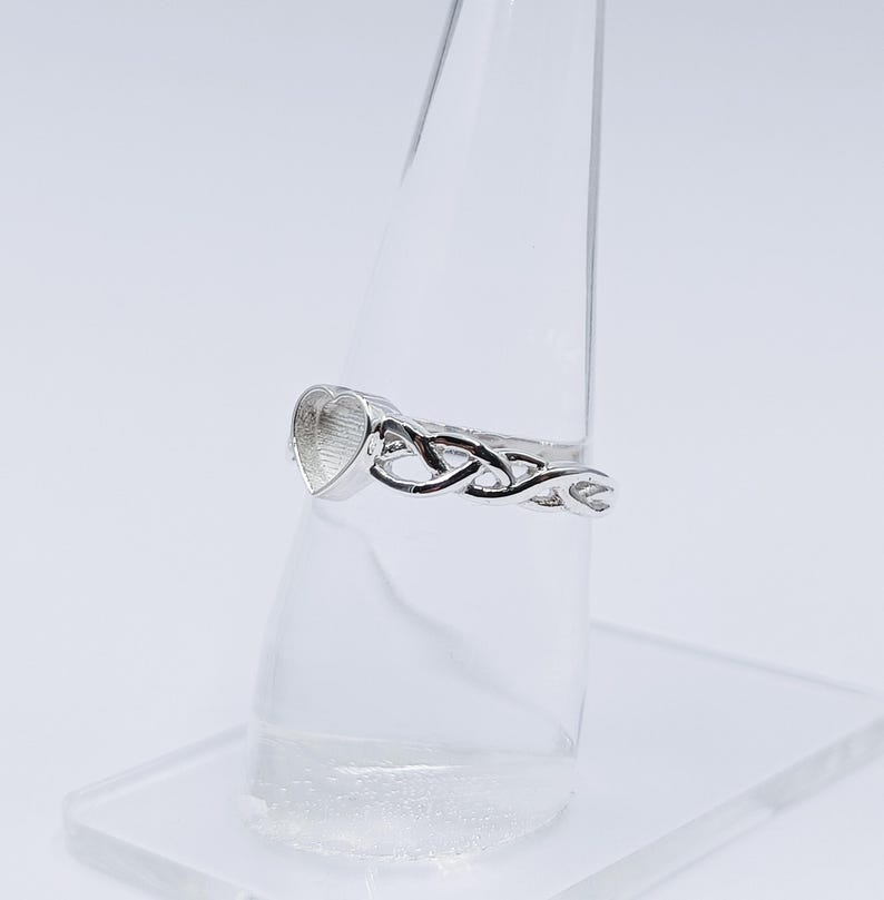 925 Sterling Solid Silver 6mm Heart Ring with Blank Bezel, Good for Resin Work.