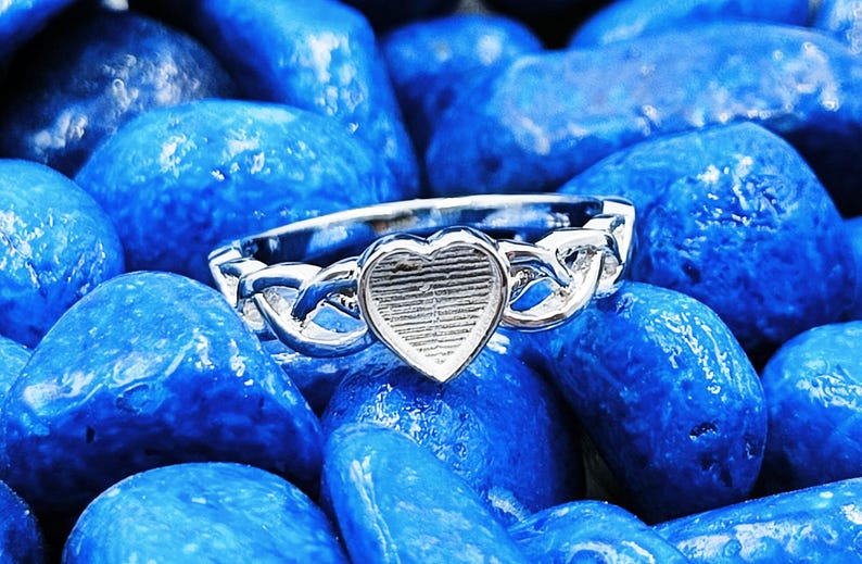 925 Sterling Solid Silver 6mm Heart Ring with Blank Bezel, Good for Resin Work.