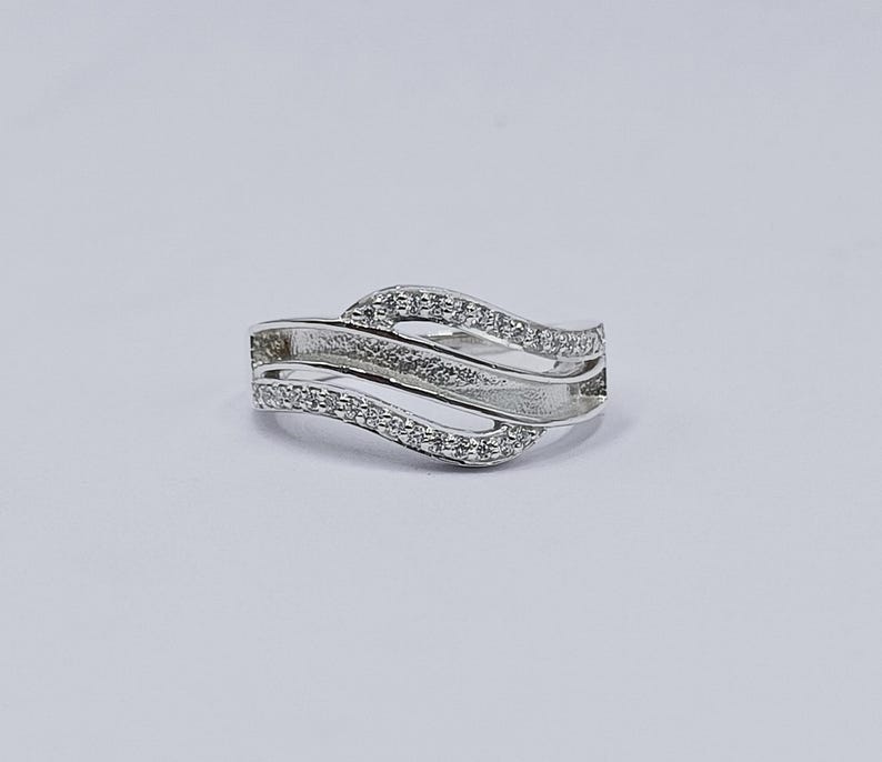 925 Sterling Solid Silver Designer Blank Channel Ring with zircon, Good for Resin & Ashes Work. All color zircon available.