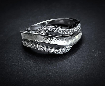 925 Sterling Solid Silver Designer Blank Channel Ring with zircon, Good for Resin & Ashes Work. All color zircon available.