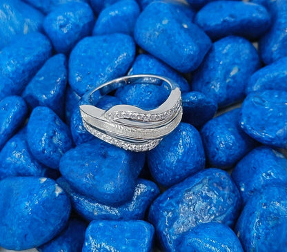 925 Sterling Solid Silver Designer Blank Channel Ring with zircon, Good for Resin & Ashes Work. All color zircon available.